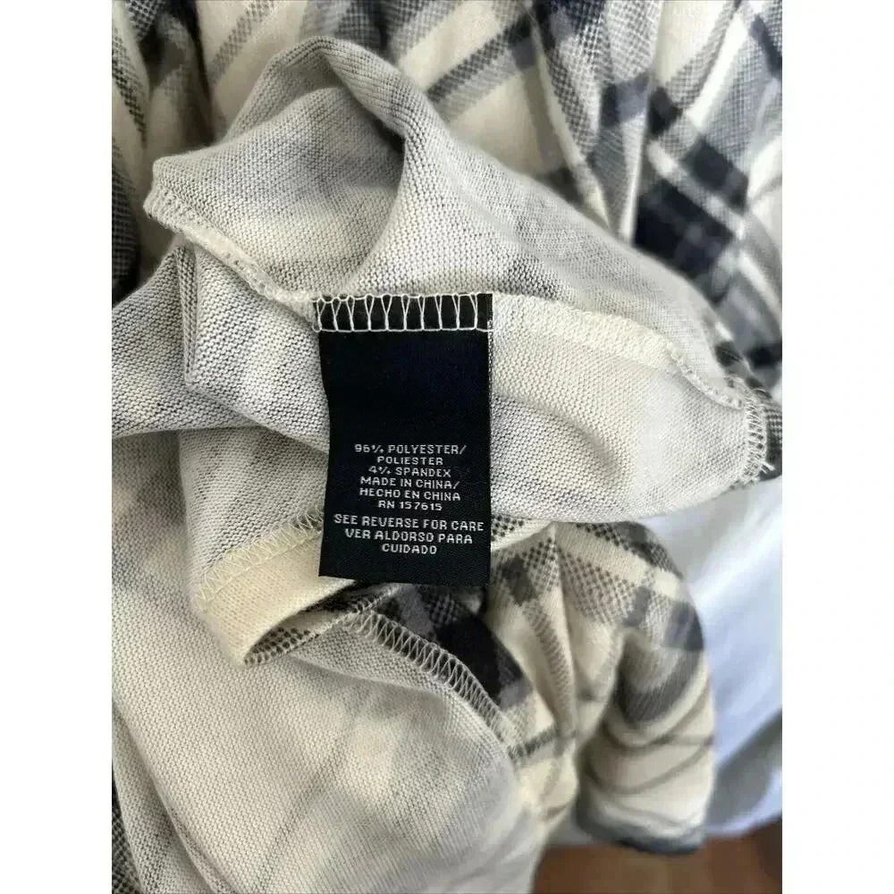 Chetta B Plaid Flannel Trapeze Dress Black & Cream Removable Cowl Size Med - Picture 9 of 16